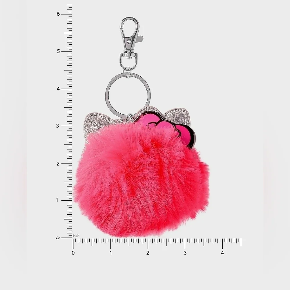 New Sanrio Hello Kitty and Friends Girl's Pink Pom Pom Keychain Hello Kitty cat